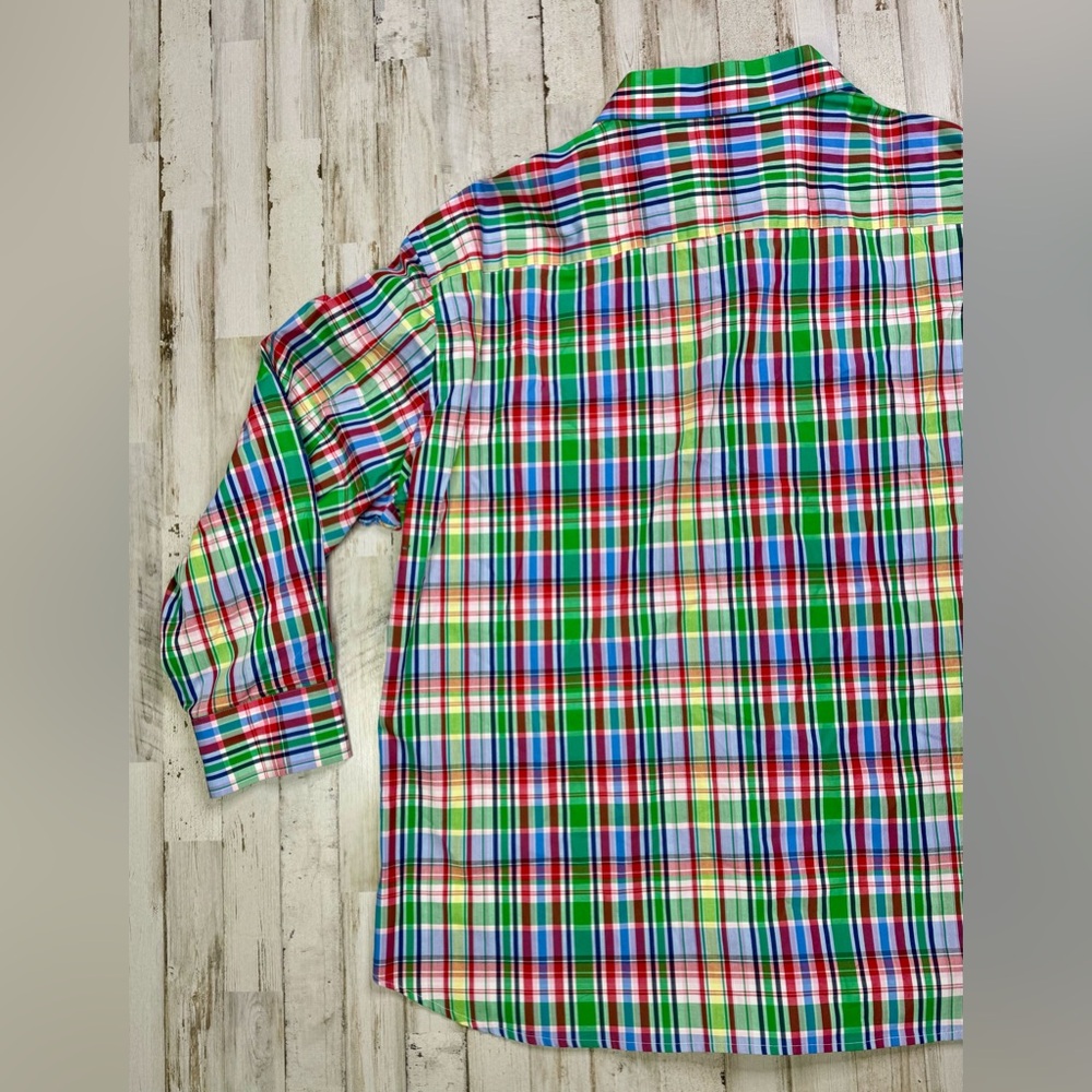 Tailorbyrd Mens Dress Shirt 4XL Long Sleeve Green Blue Button Up - Picture 13 of 13